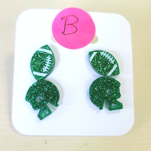 FOOTBall Helmut color stud earrings NWT 2 Pair of purple, green, gold, or RED - Picture 3 of 3
